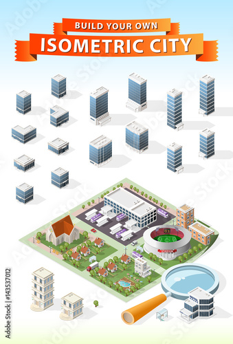 Set of Isolated High Quality Isometric City Elements . Harbor with Shadows on White Background