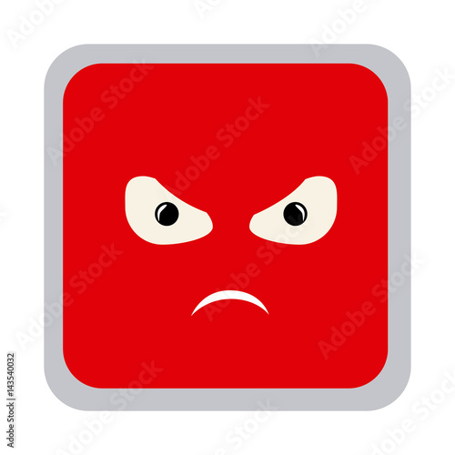 square colorful shape emoticon angry expression vector illustration