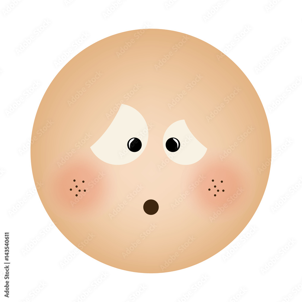 Fototapeta premium human face emoticon confused expression vector illustration