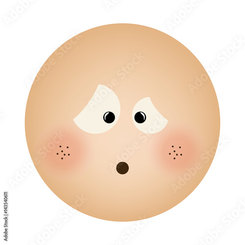 human face emoticon confused expression vector illustration