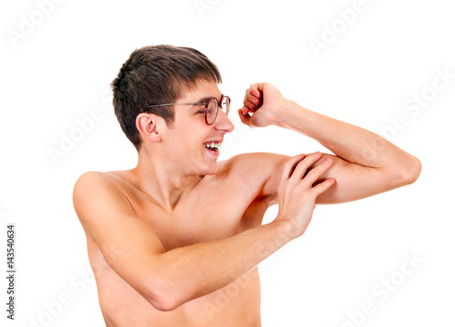 Young Man Muscle Flexing