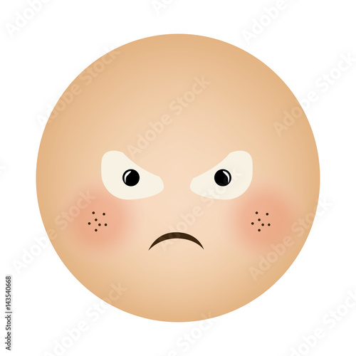 human face emoticon furious expression vector illustration