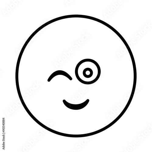 silhouette emoticon face winking expression vector illustration