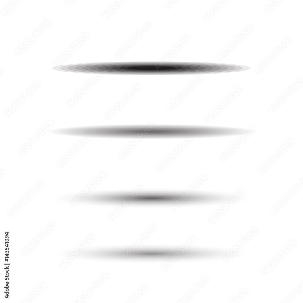 Oval shadow for tab dividers isolated on white vector set Oval shadow for tab dividers isolated on white vector set