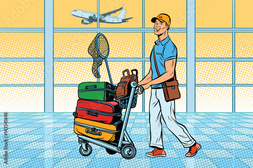 traveller, tourist with Luggage at the airport