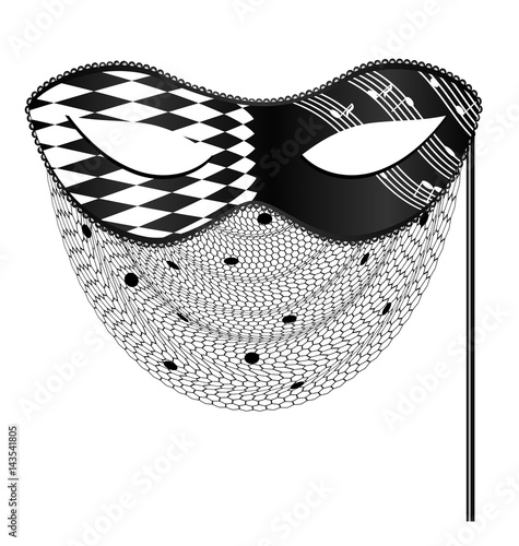abstract white black mask and veil