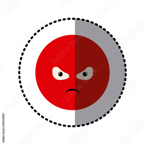 sticker colorful emoticon furious face expression vector illustration