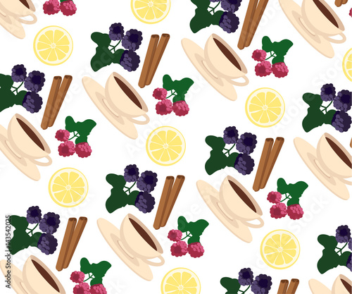 flat tea pattern white