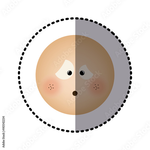sticker human face emoticon confused expression vector illustration