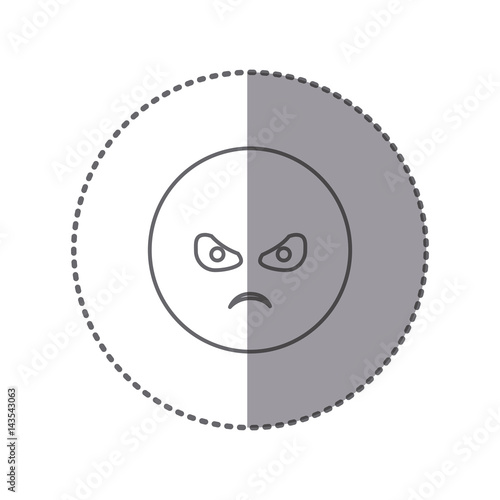 sticker silhouette emoticon face furious expression vector illustration