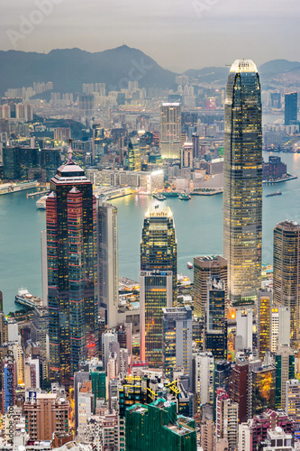 Canvas Print Panoramic Skyline of Hong Kong City from the Peak