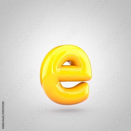 Glossy yellow paint letter E lowercase
