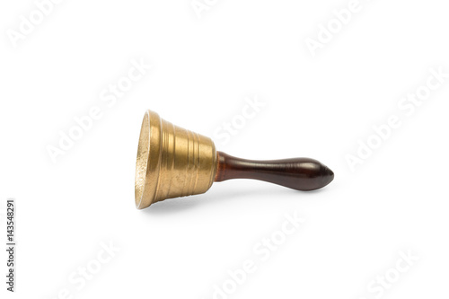 Handbell with wood handle isolated on white background