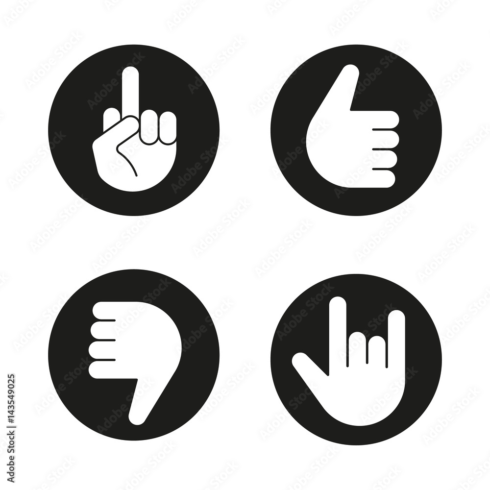 Hand gestures icons set Hand gestures icons set