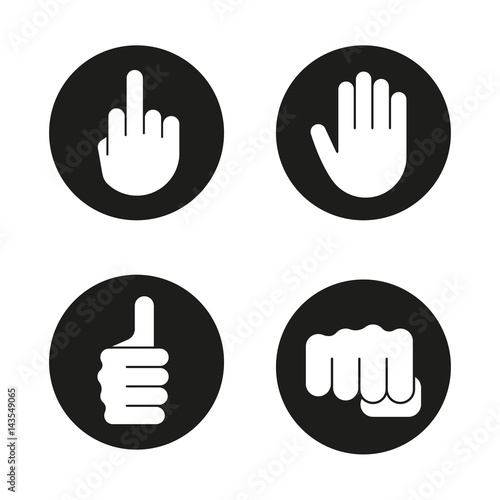 Hand gestures icons set