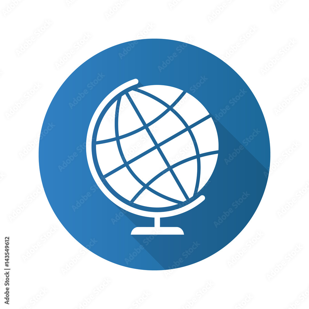 School globe flat design long shadow icon School globe flat design long shadow icon
