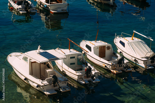 The boat dock near the old city of Dubrovnik, Croatia. The harbor, a marina, near the ancient city.