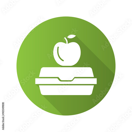 Lunchbox flat design long shadow icon