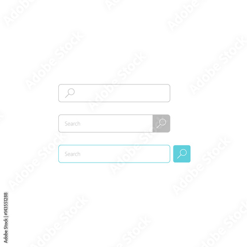 Основные RGBSearch bar vector element design, set of search boxes ui template isolated on white background. Search Bar for mobile app.