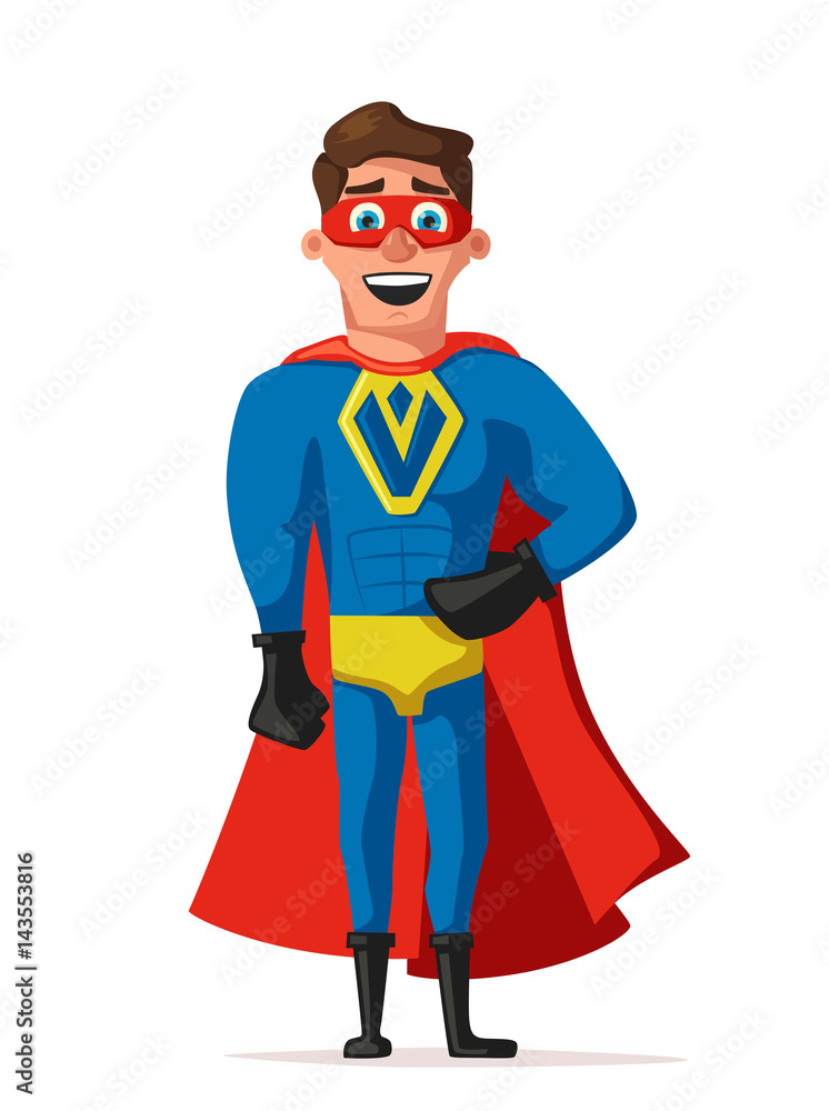 Superhero in uniform. Cartoon vector illustration