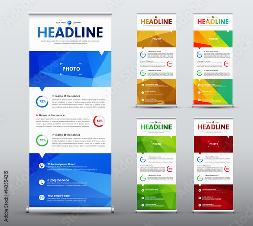 Vertical roll up banner desig  with abstract  blue elements