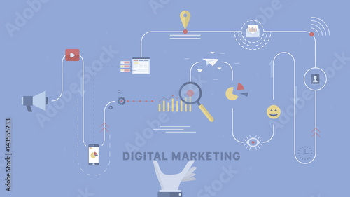 Digital marketing process background.