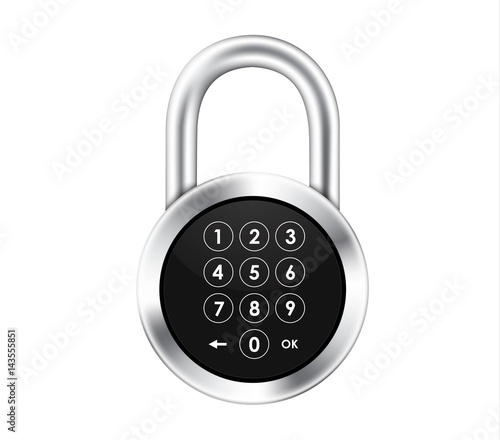 Icon of a realistic hinged metal padlock with a numeric keypad
