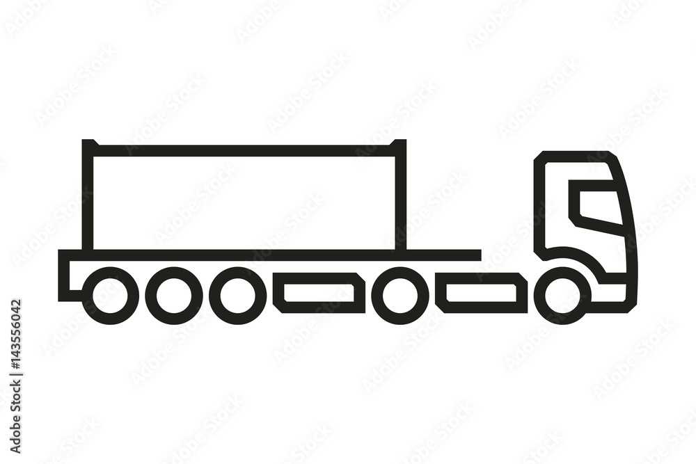 Vehicle Icons: European Truck Container Semitrailer. Vector. 