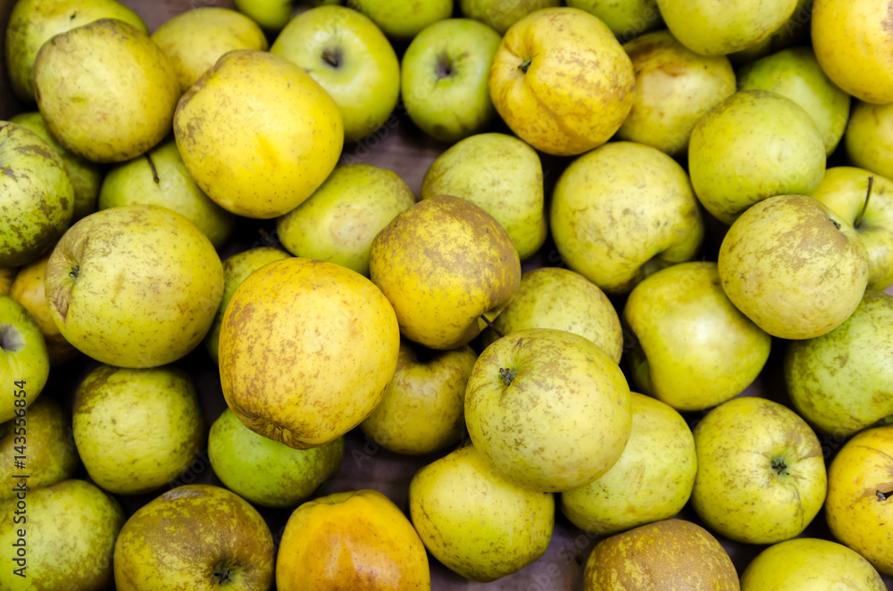 Fresh organic apples sold on market