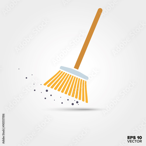 broom and dirt vector icon