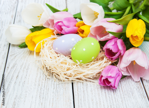 Easter eggs in a nest