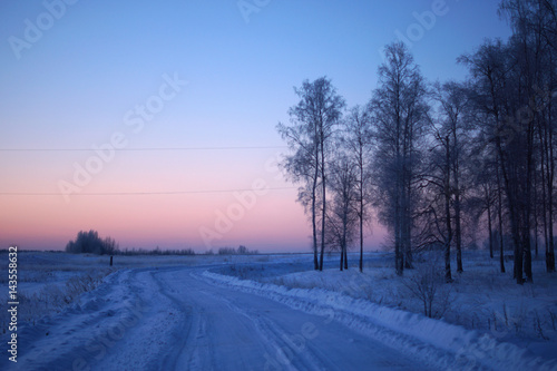 Dawn in the winter frosty morning in Russia © Валера Краснов