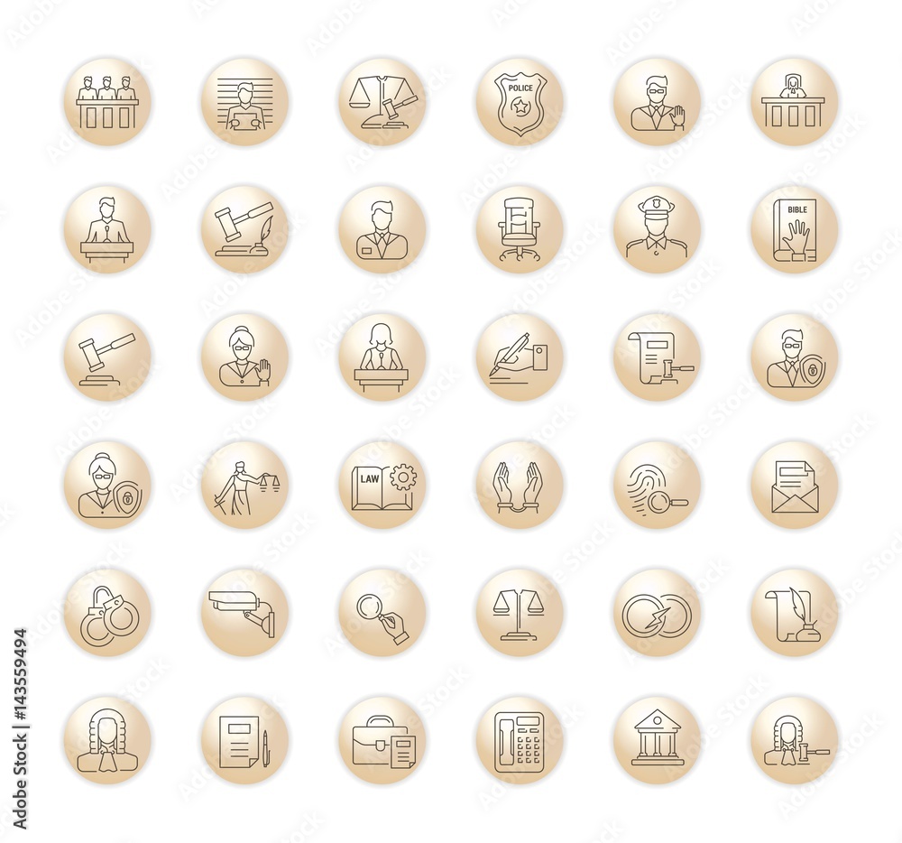 Vector graphic set. Icons in flat, contour, thin, minimal and linear design.Court. Judge. Trial. Simple icons on white background.Concept illustration for Web site, app.Sign, symbol, emblem. Vector graphic set. Icons in flat, contour, thin, minimal and linear design.Court. Judge. Trial. Simple icons on white background.Concept illustration for Web site, app.Sign, symbol, emblem.