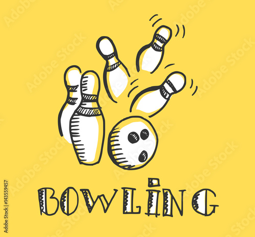Bowling bal en kegels