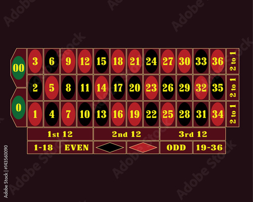 Traditional American Roulette Table vector illustration