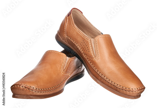 Brown leather male shoes, isolated