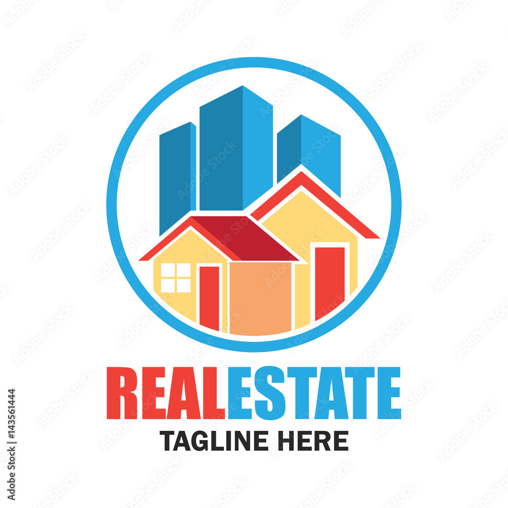 real estate logo with text space for your slogan / tagline, vector illustration