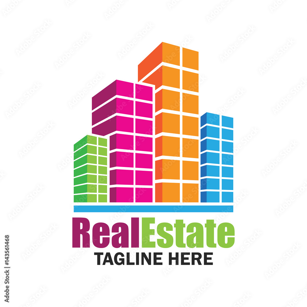 real estate logo with text space for your slogan / tagline, vector illustration