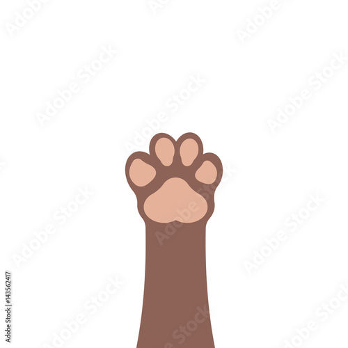 Paws up pet isolated on white background. Vector illustration.