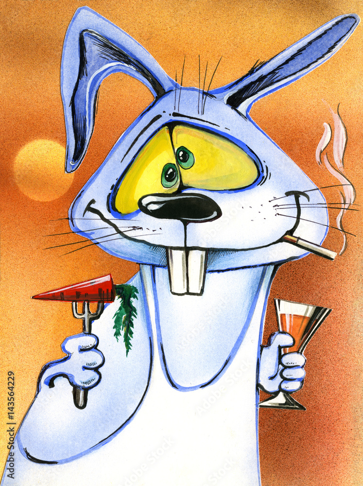 cartoon easter drunken bunny Stock Illustration Adobe Stock