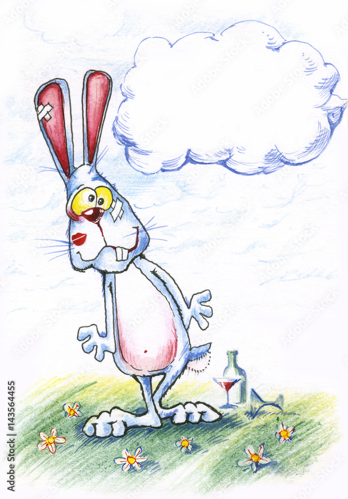 cartoon easter drunken bunny Stock Illustration Adobe Stock