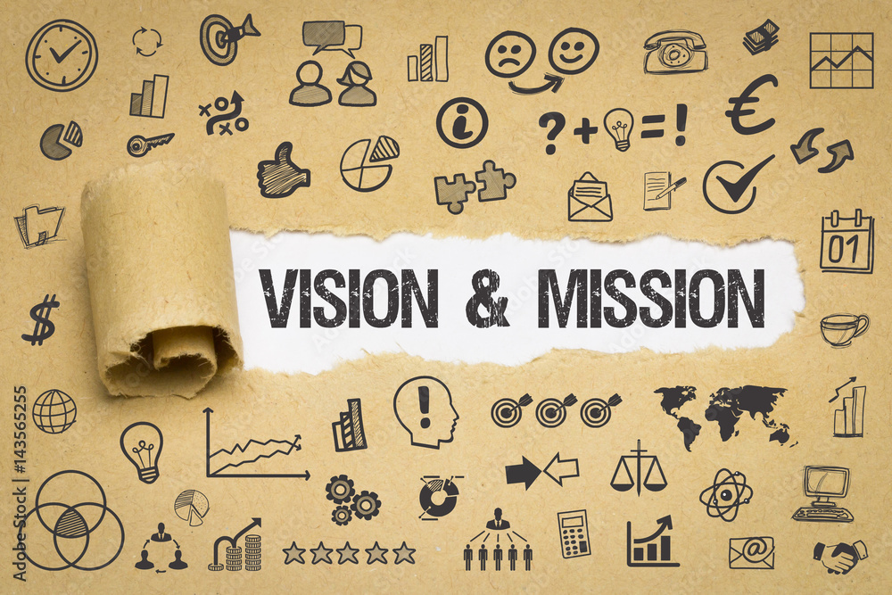 Vision & Mission / Papier mit Symbole Stock-Foto | Adobe Stock