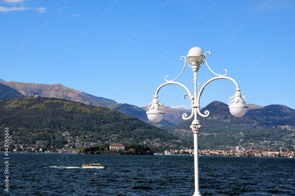 View to Lake Maggiore and Isola Madre from Stresa in spring, Italy