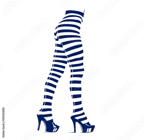 Woman in leggings with stripes