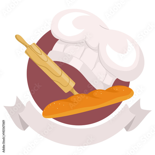 Vector Illustration of Baking Elements Icon with Ribbon Label