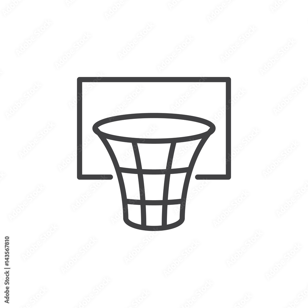 Basketball hoop line icon, outline vector sign, linear style pictogram isolated on white. Symbol, logo illustration. Editable stroke. Pixel perfect Basketball hoop line icon, outline vector sign, linear style pictogram isolated on white. Symbol, logo illustration. Editable stroke. Pixel perfect