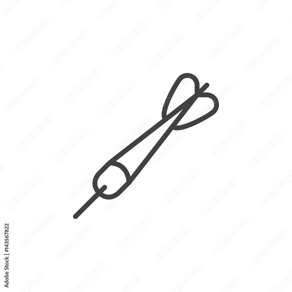Dart line icon, outline vector sign, linear style pictogram isolated on white. Symbol, logo illustration. Editable stroke. Pixel perfect Dart line icon, outline vector sign, linear style pictogram isolated on white. Symbol, logo illustration. Editable stroke. Pixel perfect