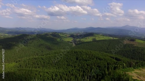 Wallpaper Mural Mountains and Forest. Aerial View. Blue sky. fluffy clouds Torontodigital.ca