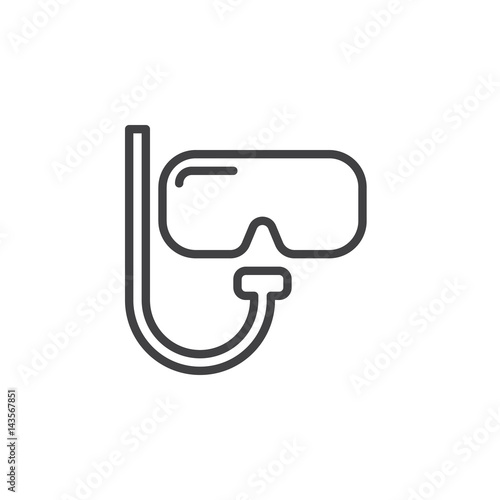 Diving mask line icon, outline vector sign, linear style pictogram isolated on white. Scuba symbol, logo illustration. Editable stroke. Pixel perfect