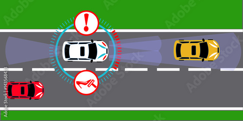vector Car with autopilot collision warning
